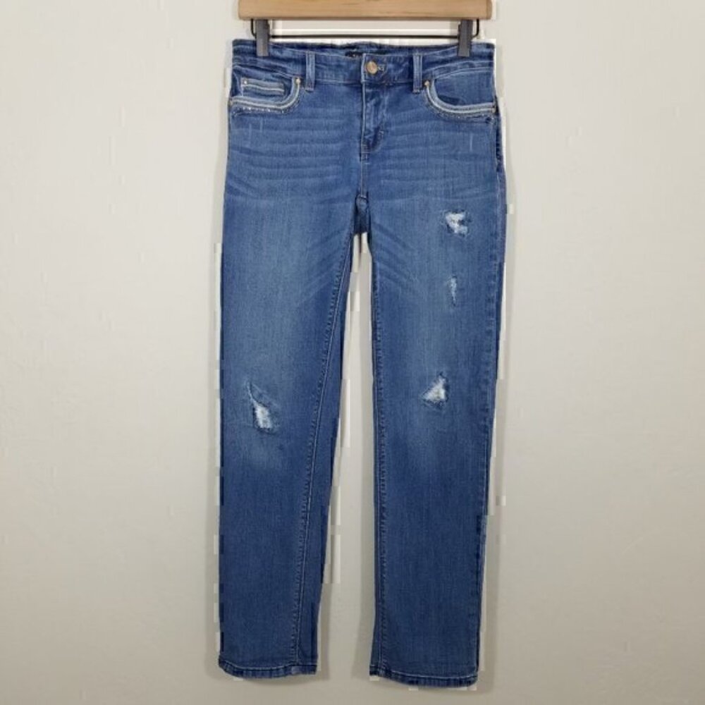 White House Black Market Straight Leg Crop Stretch Jeans Size 0